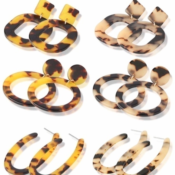 SALE💚 any 3 for $18 💚 Tortoise Hoop Drop Resin Acrylic Earrings - Picture 6 of 7